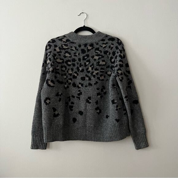 Rag & Bone Isadora Grey Leopard Intarsia Pullover Sweater - Picture 9 of 9